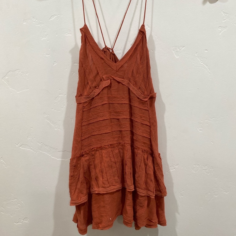Orange Boho Open Back Dress